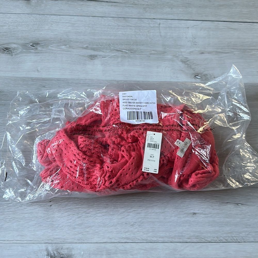 ANTHROPOLOGIE
Pilcro Pointelle Babydoll Sweater Coral‎ MP NWT in packaging - Picture 5 of 7